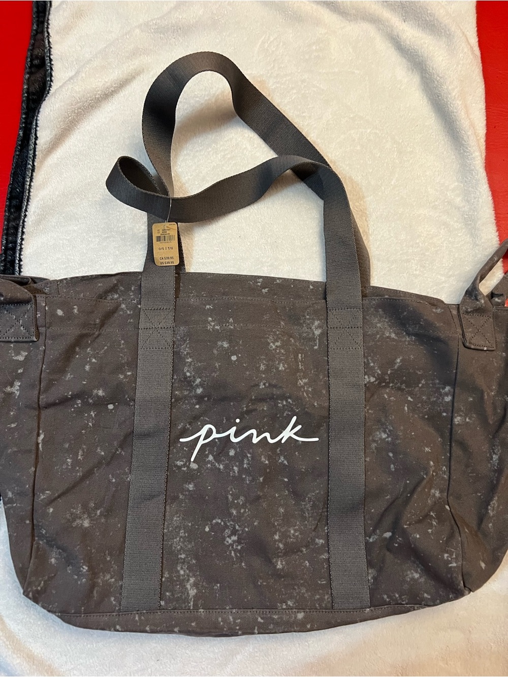 PINK Victoria's Secret Black and White Splatter Travel Tote